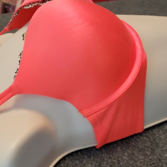 Victoria's Secret Very Sexy Push Up Bra Vibrant Orange Animal Print Lace Accent - Picture 4 of 10